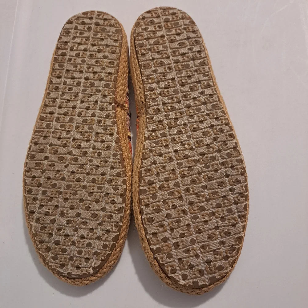 Sanuk Boho Woven Espadrille Flats Orange Tribal Print Sz 6 EU 37